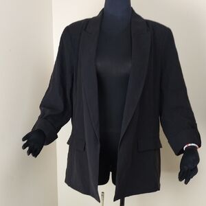Simply Vera Vera Wang Black Open Front Blazer Rayon XXL